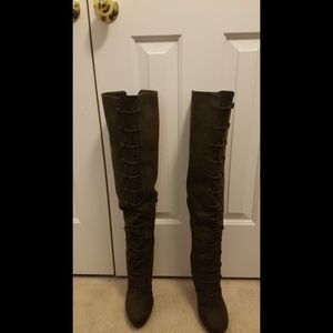 Tan Heeled Over the Knee Boots